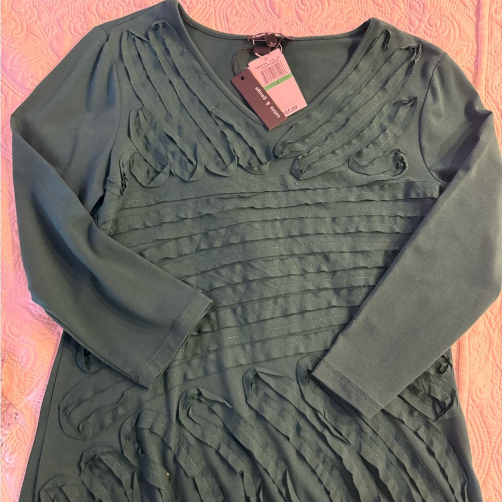 Cable & Gauge Teal Long Sleeve Dress